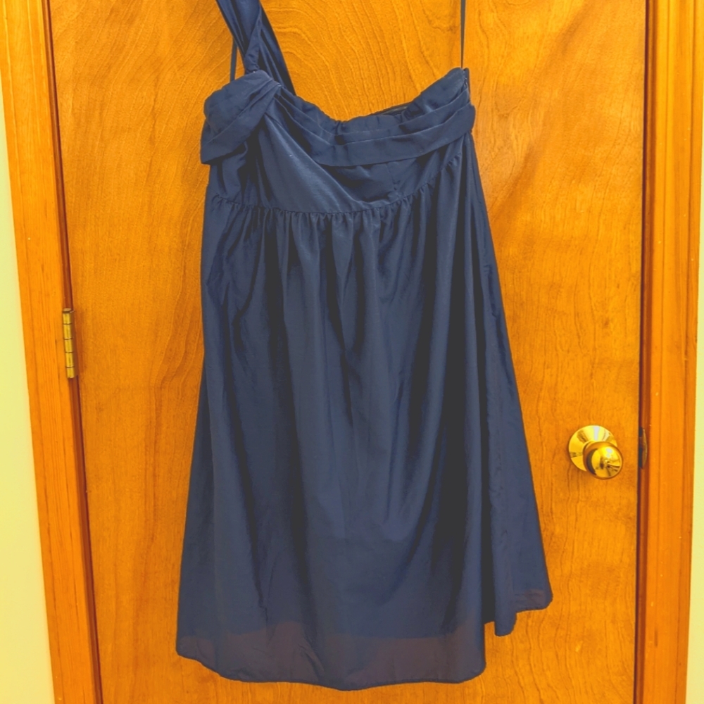 And Taylor cotton silk dress, one-shoulder, cobalt blue, size 8